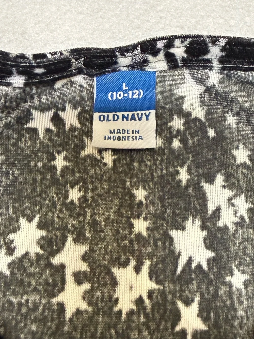 Old navy Girls' Black Star velvet Print Long-Sleeve Dress size L 10-12 NWT